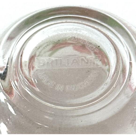 Briliant Indonesia Frosted Glass Teacup & Saucer Red Lily Floral Vintage - Picture 6 of 6